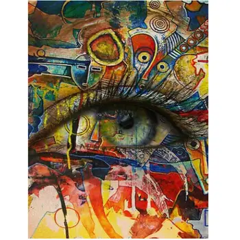 Стенно Изкуство 5d Сам Диамант Ръчна изработка кръст Бод Абстрактни Графити Очите Живопис Картина Стикер Бродерия Пълен през Цялата Тренировка Подаръци