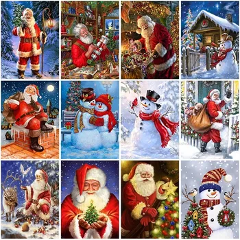  5D Сам Диамантена Картина на Картун Снежен човек Бродерия Пълна Тренировка Мозайка Картина на Дядо Коледа Бродерия на кръстат бод Начало Декор Коледен Подарък