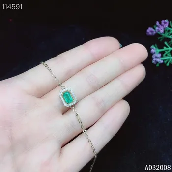  KJJEAXCMY изискани бижута от сребро проба 925 с инкрустирани естествени emerald гривна изискан женски гривна за ръка подкрепа за изпитване