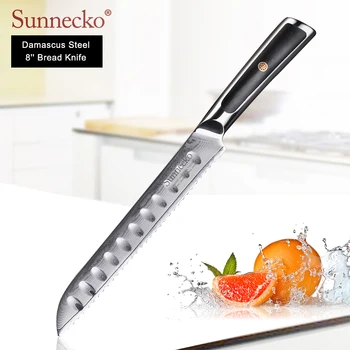  SUNNECKO висок Клас с 8-инчов Нож за Хляб От Дамасской Стомана, Японски VG10, Основното Нож, Кухненски Ножове, G10, Дръжка, Ножът на главния готвач