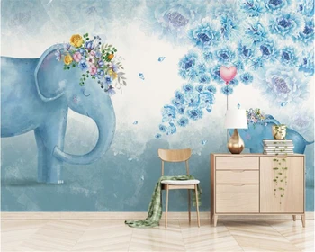  beibehang потребителски тапети Скандинавски рисованный слон цветя детска спалня хол ТЕЛЕВИЗИЯ фон на стените, 3d тапети