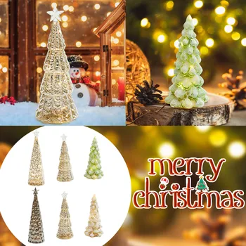  Домашни Коледна Украса Сверкающая Стъклена Елха С Led Подсветка Настолна Коледно Дърво, Светещи Очила за Деца