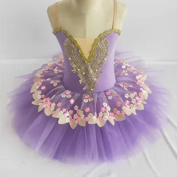  Tutú de Ballet profesional blanco púrpura para niños mujeres y, disfraz de Ballet de cisne para adultos, bailarina para fiesta,